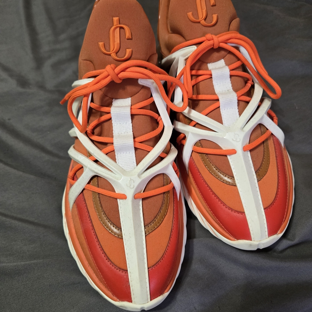 Jimmy Choo Orange and White Sneakers